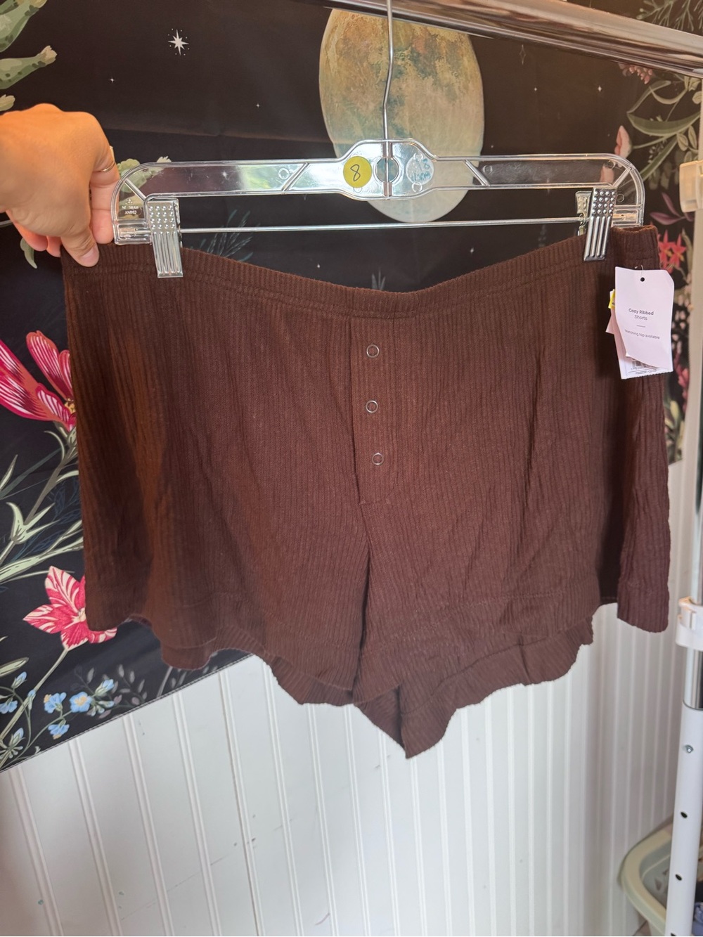 Auden Cozy Ribbed Brown Women’s Lounge Shorts